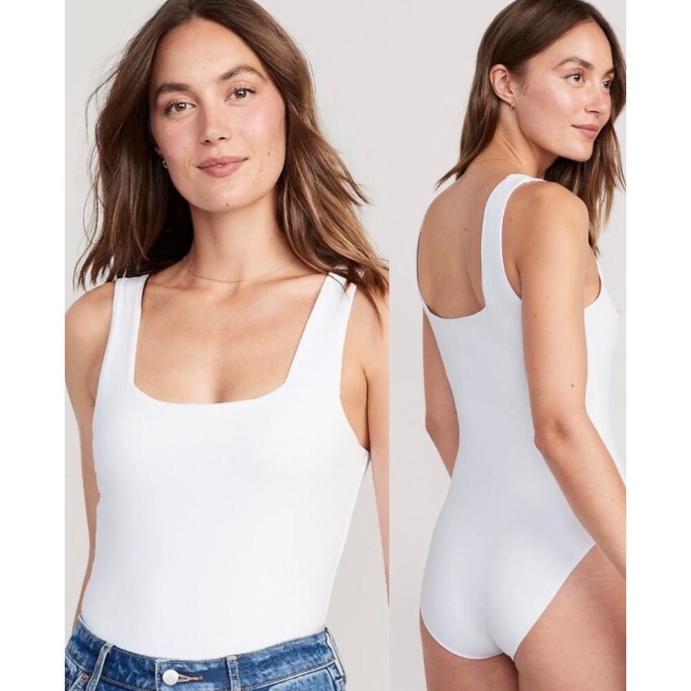 NWT Old Navy White Square Neck Shaping Bodysuit Women's 4X